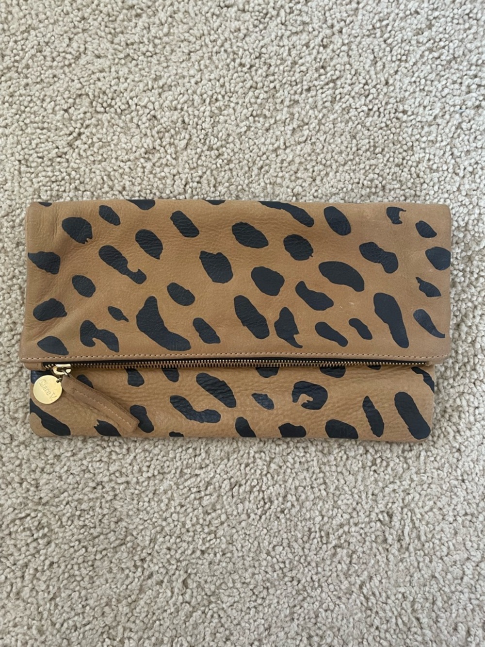 Clare V Leopard Print Foldover Clutch - Tan & Black